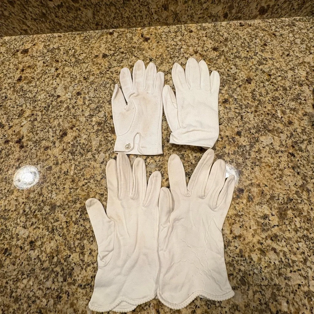 Vintage Ladies Gloves Lot 14 Pair leather fabric pink white black mixed sizes
